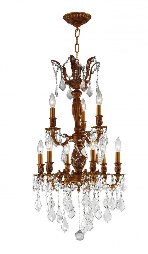 Versailles 9-Light French Gold Finish and Clear Crystal Chandelier 19 in. Dia x 33 in. H Medium