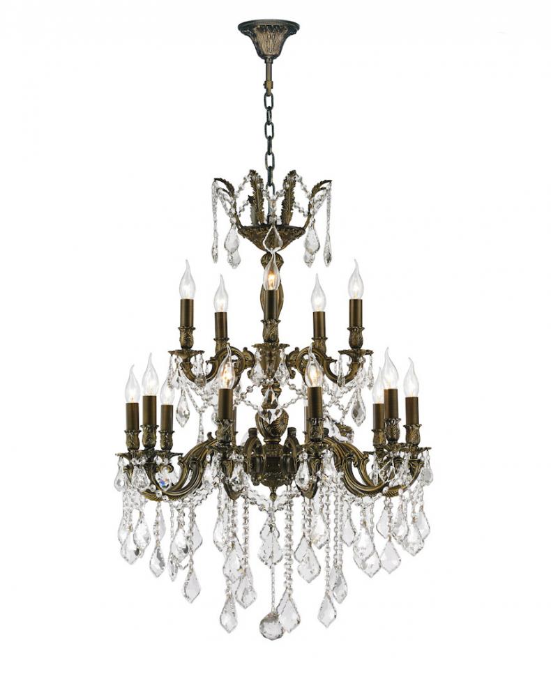 Versailles 18-Light Antique Bronze Finish and Clear Crystal Chandelier 24 in. Dia x 35 in. H Two 2 T