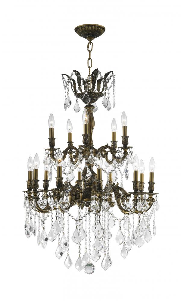 Versailles 15-Light Antique Bronze Finish and Clear Crystal Chandelier 27 in. Dia x 39 in. H Two 2 T