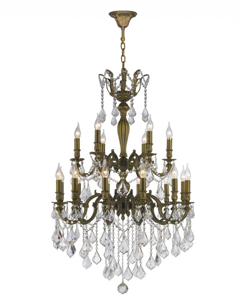 Versailles 18-Light Antique Bronze Finish and Clear Crystal Chandelier 30 in. Dia x 39 in. H Two 2 T