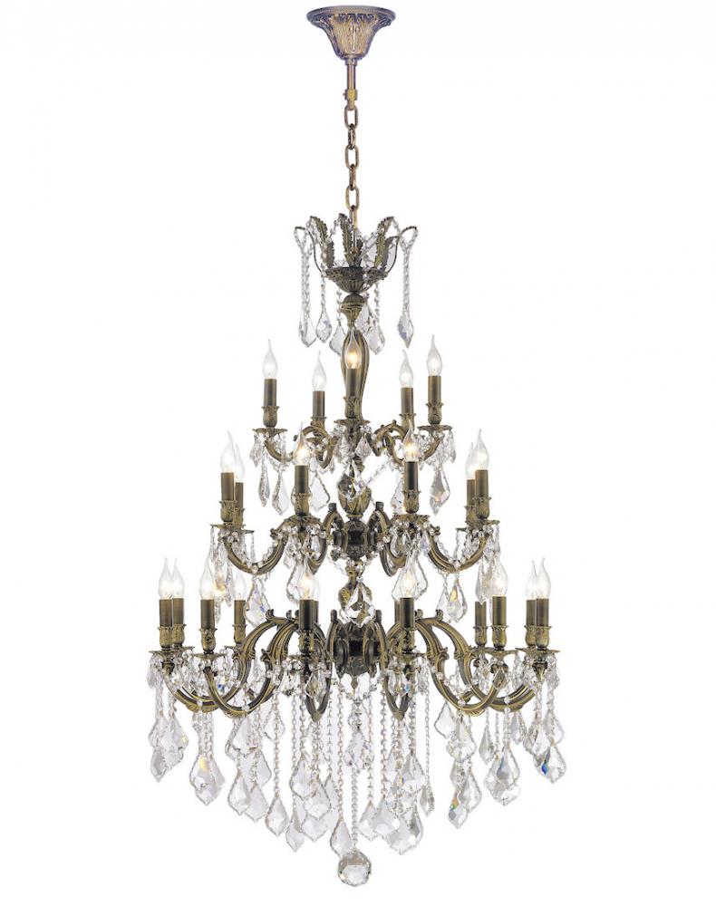 Versailles 25-Light Antique Bronze Finish and Clear Crystal Chandelier 36 in. Dia x 50 in. H Three 3