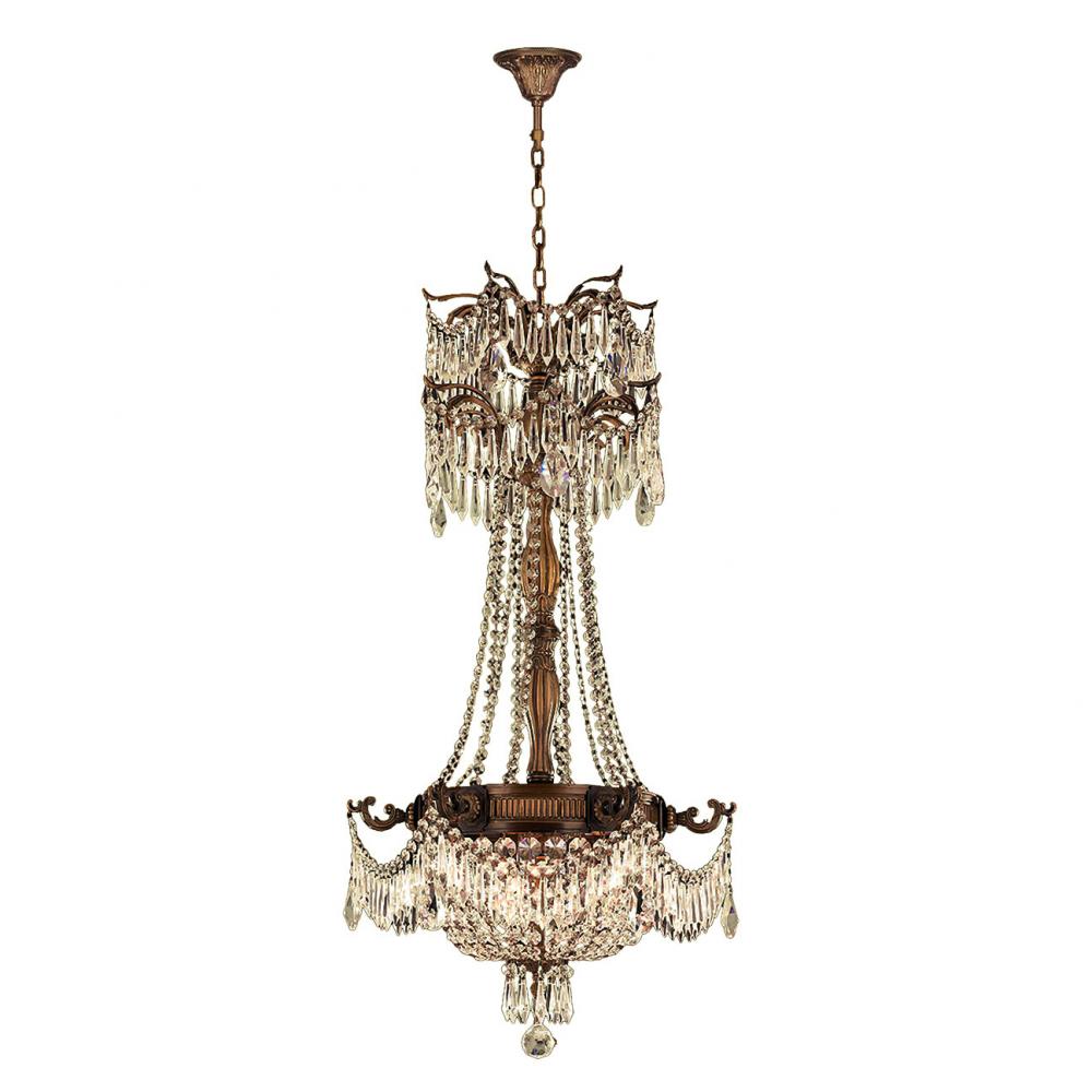 Winchester 3-Light Antique Bronze Finish and Golden Teak Crystal Chandelier 20 in. Dia x 34 in. H Me
