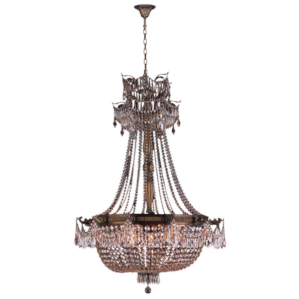 Winchester 12-Light Antique Bronze Finish and Clear Crystal Chandelier 36 in. Dia x 50 in. H Large