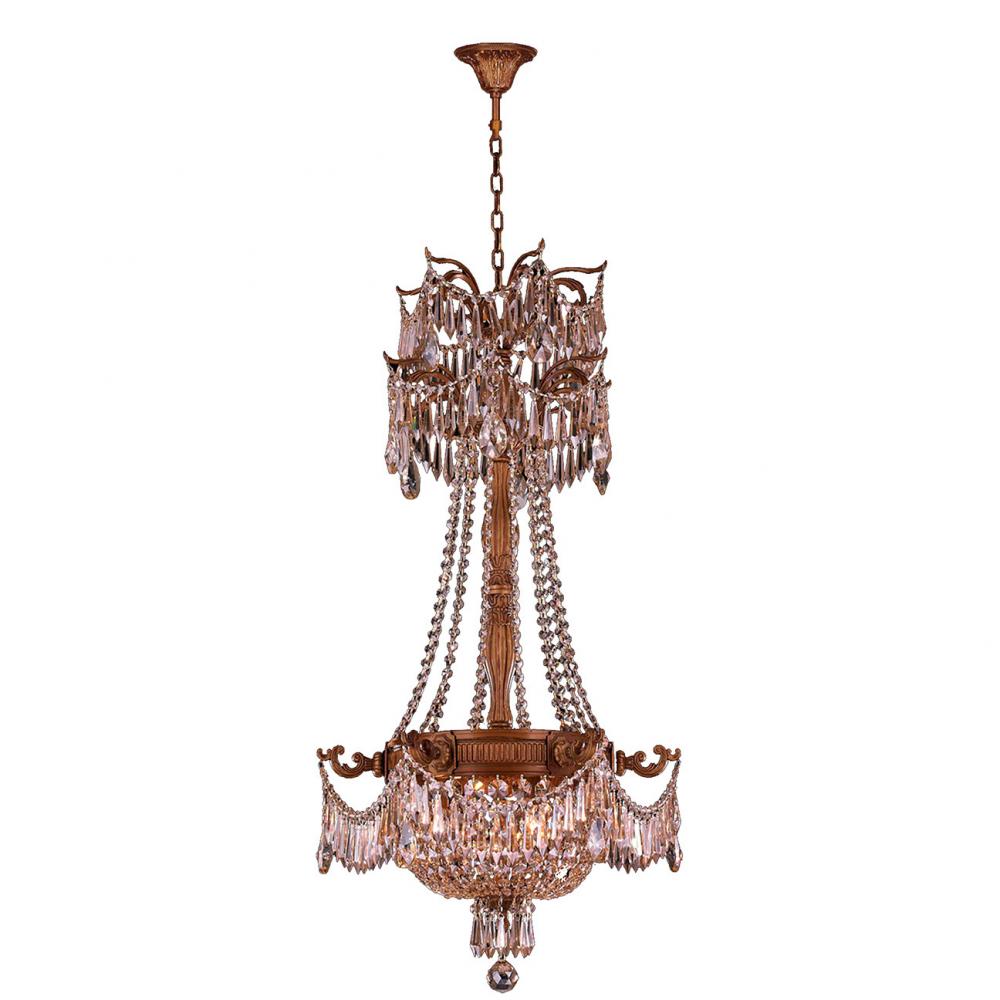 Winchester 3-Light French Gold Finish and Clear Crystal Chandelier 20 in. Dia x 34 in. H Medium
