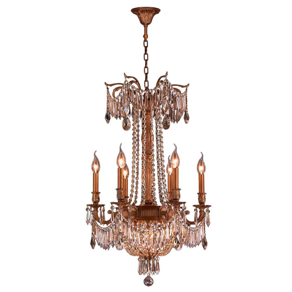 Winchester 9-Light French Gold Finish and Golden Teak Crystal Chandelier 20 in. Dia x 29 in. H Mediu
