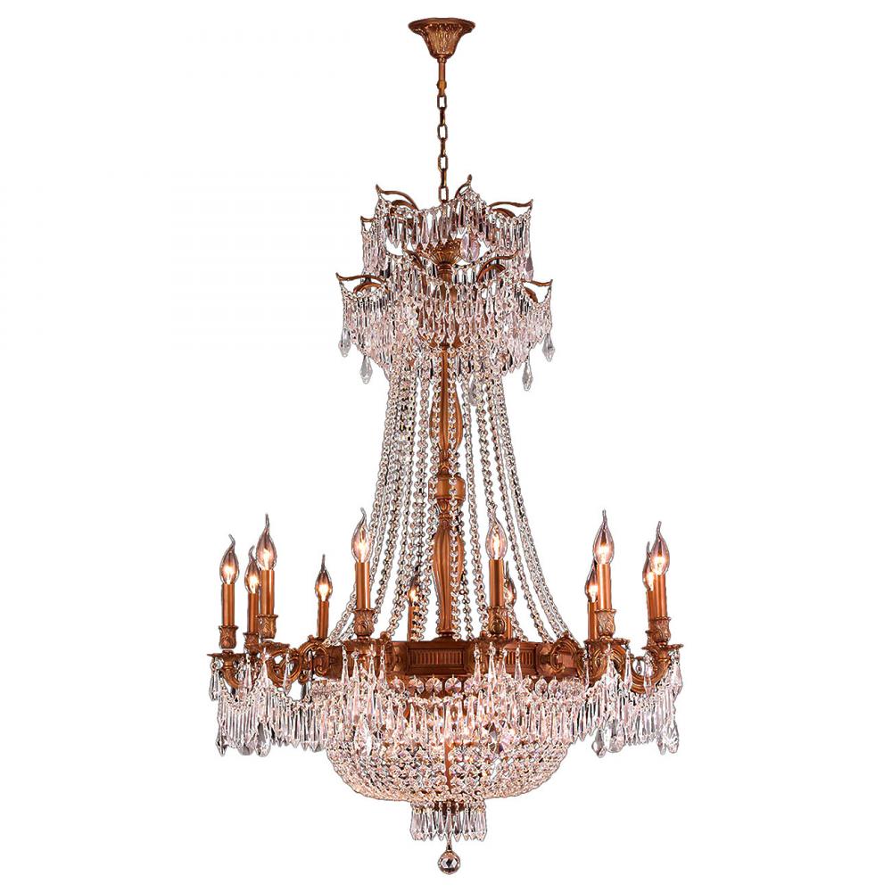 Winchester 18-Light French Gold Finish and Clear Crystal Chandelier 36 in. Dia x 49 in. H Large
