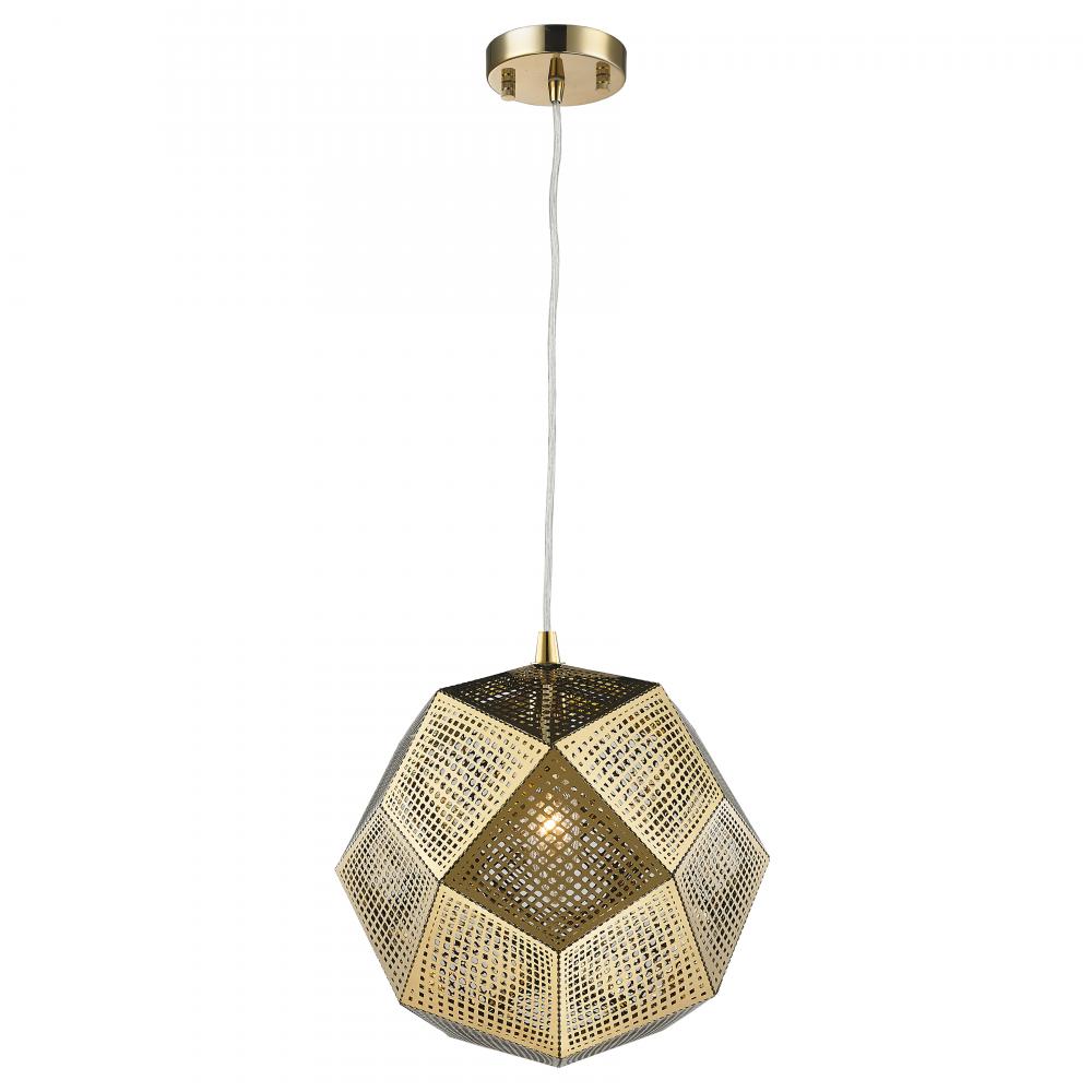 Geometrics 1-Light Rose Gold Finish Finish Stainless Steel Pendant Light 10 in. Dia x 10 in. H Small