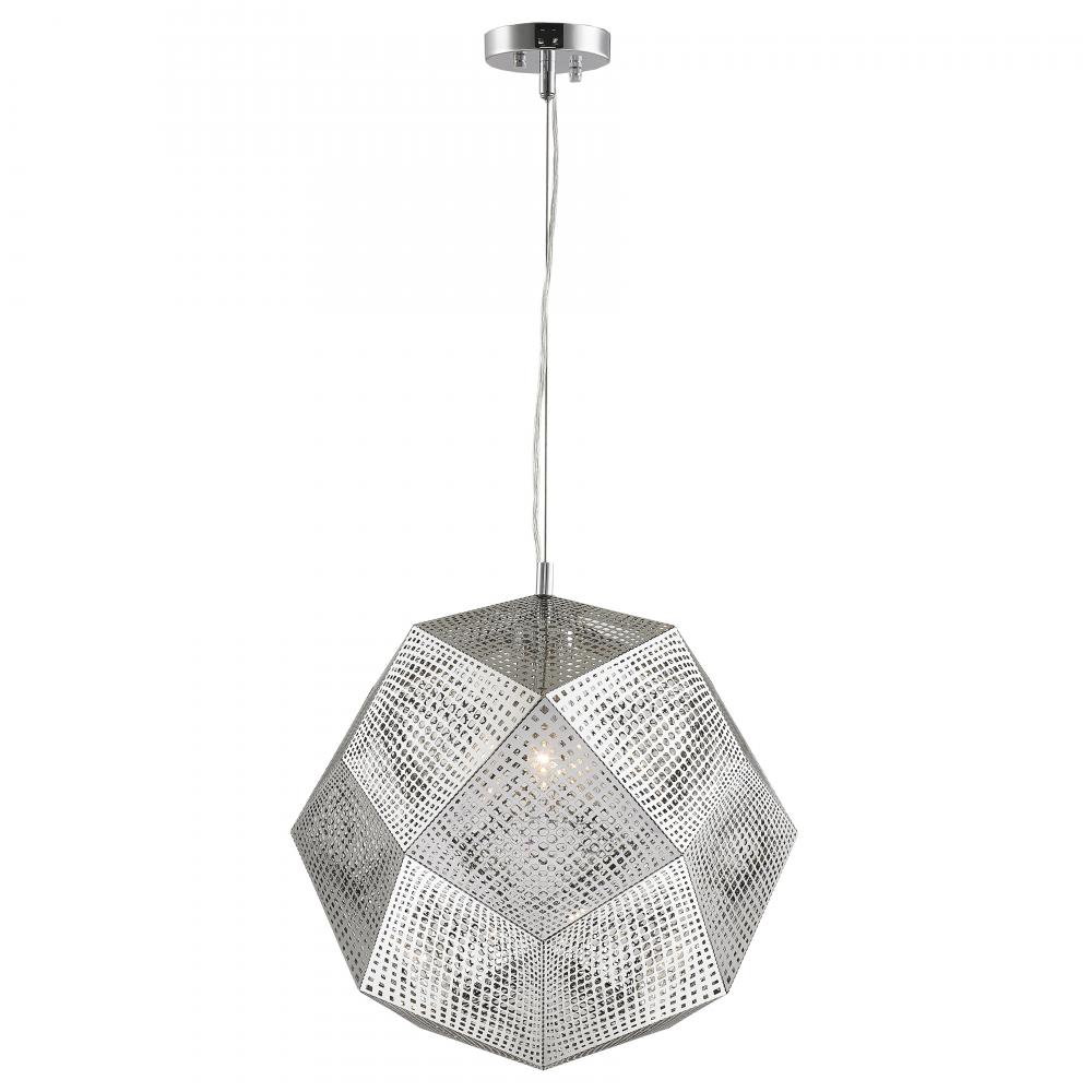 Geometrics 3-Light Chrome Finish Finish Stainless Steel Pendant Light 18 in. Dia x 18 in. H Medium