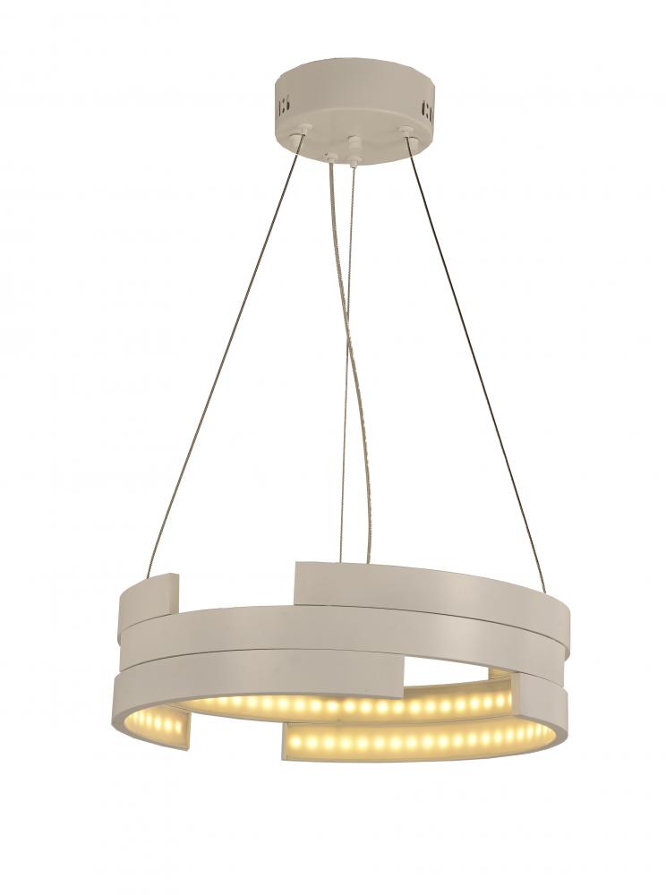 Nexus 44-Watt White Finish Integrated LEd Circular Ring Chandelier Light 3000K 16 in. Dia x 96 in. H