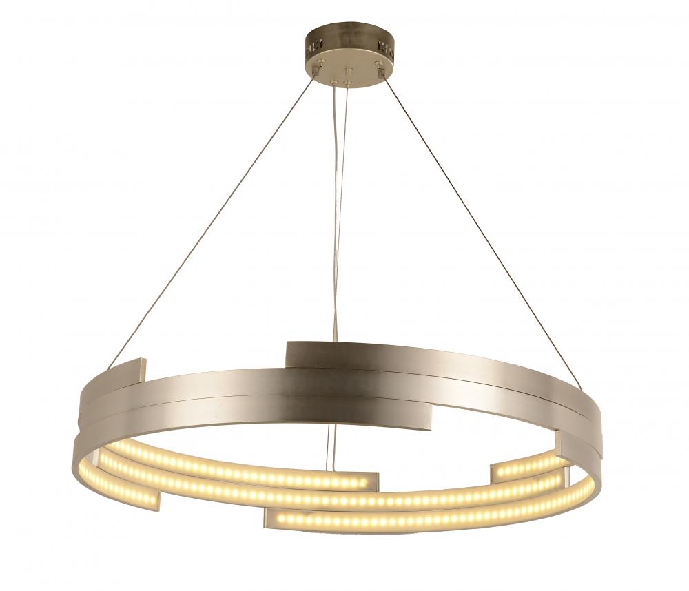 Nexus 89-Watt Matte Nickel Finish Integrated LEd Circular Ring Chandelier 3000K 32 in. Dia x 96 in.