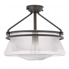 Worldwide Lighting Corp E30005-013 - O'Keefe 1-Light ORB Embossed Glass Semi-Flush Mount 14“ X 14” X 13“