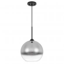 Worldwide Lighting Corp E80007-001 - Phantasm II 1-Light Black Finish Smoke Graduated Color Glass Pendant 12“ X 12” X 18“