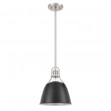 Worldwide Lighting Corp E80011-001 - Helmut 1-Light Brushed Nickel Finish Black shade Pendant 10“ X 10” X 12“