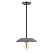 Worldwide Lighting Corp E80015-001 - Remington 1-Light Black Finish Concrete Grey Shade Pendant 11.88"D X 3.25"H