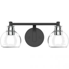 Worldwide Lighting Corp E20067-005 - Jinky 2-Light Black Vanity Light With Clear Globe Shades And Brushed Nickel Accents W16" X D6” X