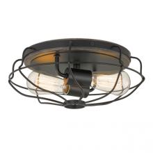 Worldwide Lighting Corp E30039-001 - Cyclone 2-Light Black & Seaside Oak Finish Flush Mount 13" X 13" X 5.25"