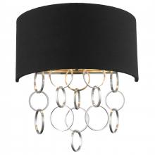 Worldwide Lighting Corp W23280MN12 - Catena 2-Light Matte Nickel Finish with Black Linen Shade Wall Sconce Light 12 in. W x 13 in. H Medi