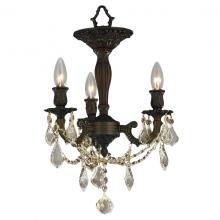 Worldwide Lighting Corp W33302F13-GT - Windsor 3-Light dark Bronze Finish and Golden Teak Crystal Semi Flush Mount Ceiling Light 13 in. Dia