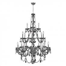 Worldwide Lighting Corp W83099C38-SM - Provence 21-Light Chrome Finish and Smoke Crystal Chandelier 38 in. Dia x 54 in. H Three 3 Tier Larg