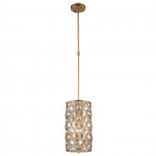 Worldwide Lighting Corp W83412MG8-GT - Paris 1-Light Matte Gold Finish with Golden Teak Crystal Mini Pendant Light 8 in. Dia x 15 in. H