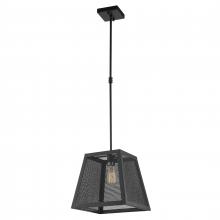 Worldwide Lighting Corp W83423MB12 - Nautilus 1-Light Matte Black Finish Mesh Trapezoid Shade Pendant Light 12 in. W x 12 in. L Small