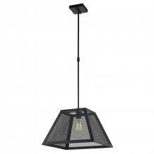 Worldwide Lighting Corp W83424MB16 - Nautilus 1-Light Matte Black Finish Mesh Trapezoid drum Shade Pendant Light 16 in. W x 16 in. H Smal