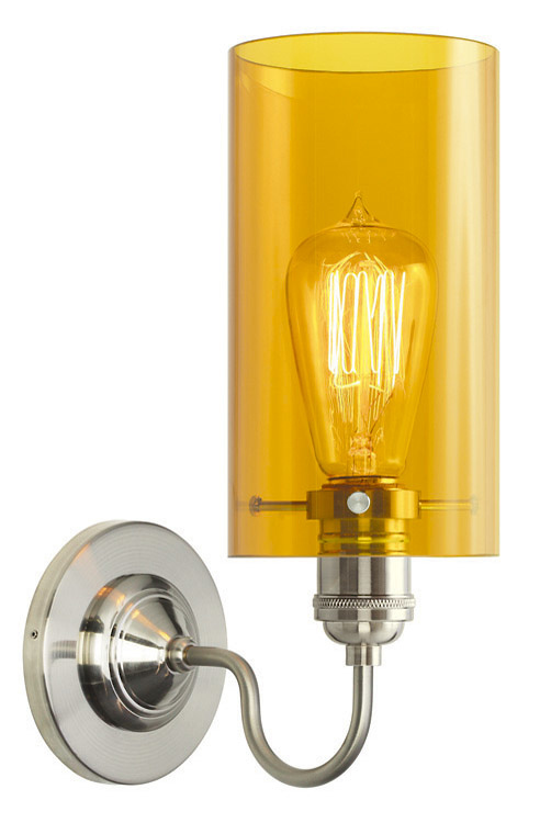 Wall Sconce Retro Cylinder Amber Polished Nickel E26 Retro Bulb 60W