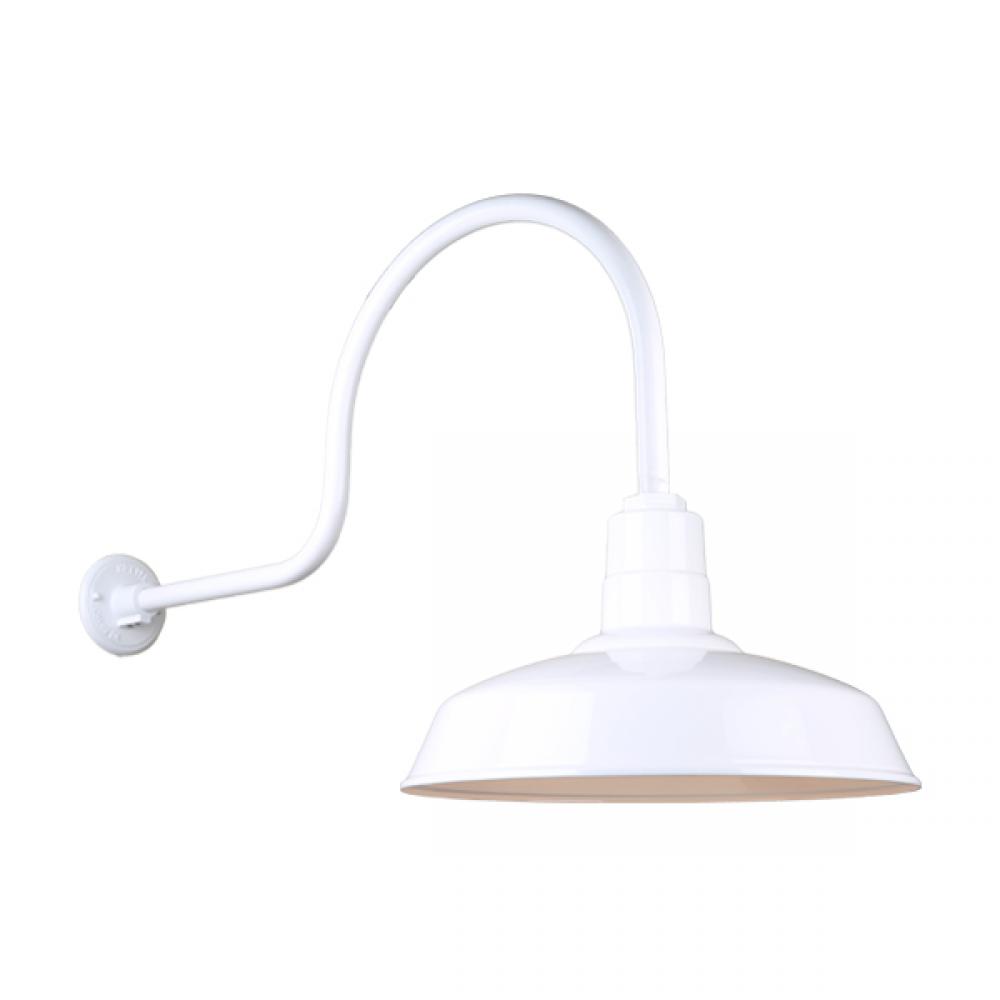 16" Gooseneck Light Warehouse Shade, QSNHL-C Arm