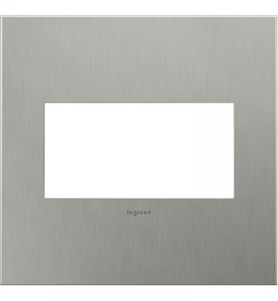 Adorne® Brushed Stainless Steel Two-Gang Screwless Wall Plate