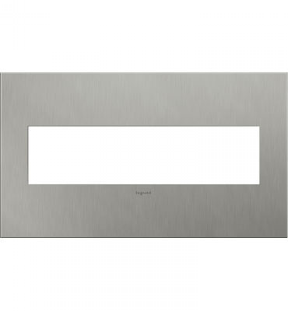 Adorne® Brushed Stainless Steel Four-Gang Screwless Wall Plate