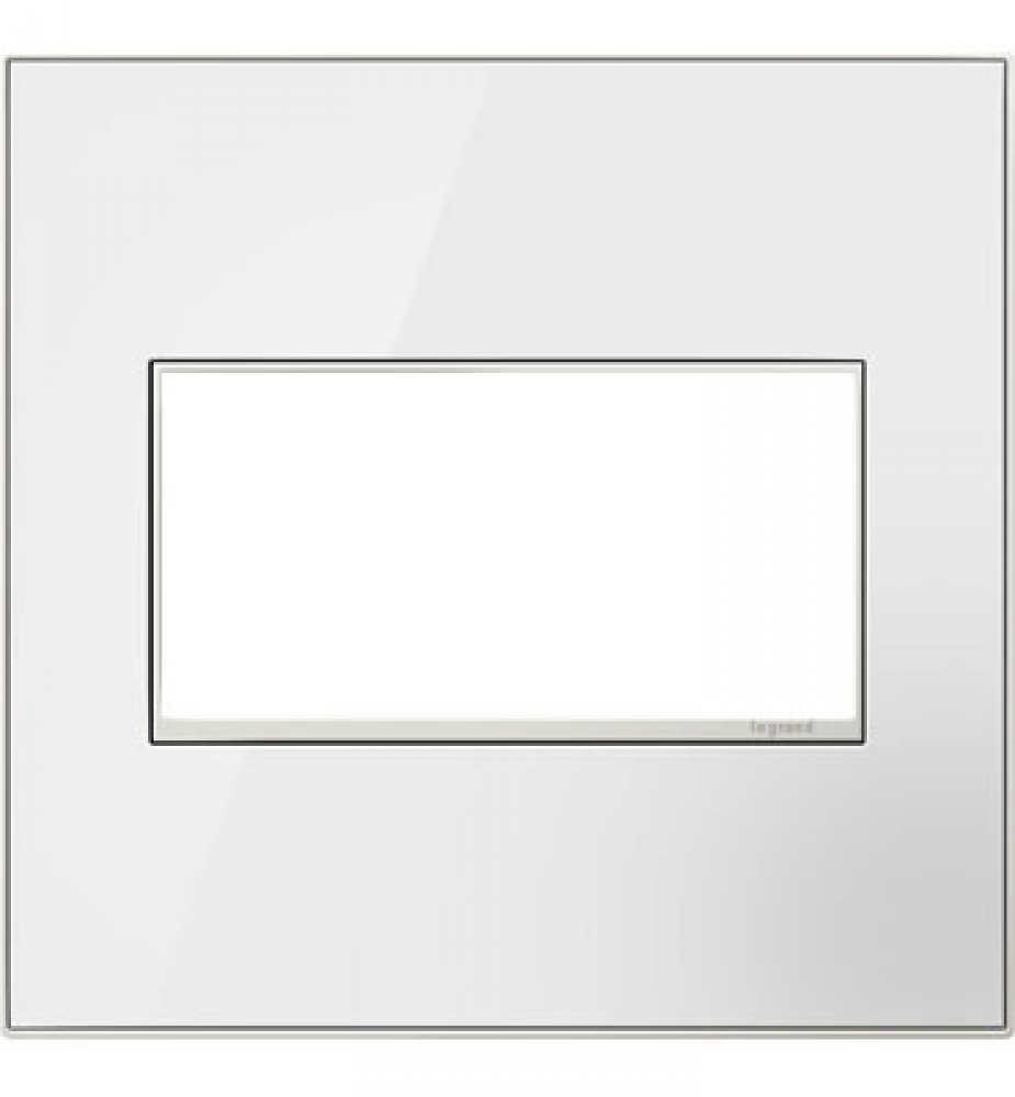 Adorne® Mirror White-on-White Two-Gang Wall Plate