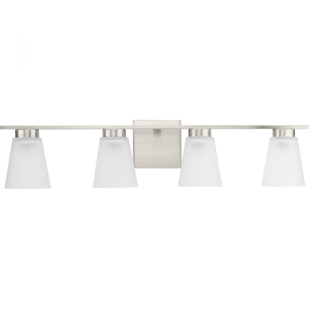 Tanner Collection Four-Light Brushed Nickel Transitional Vanity Light