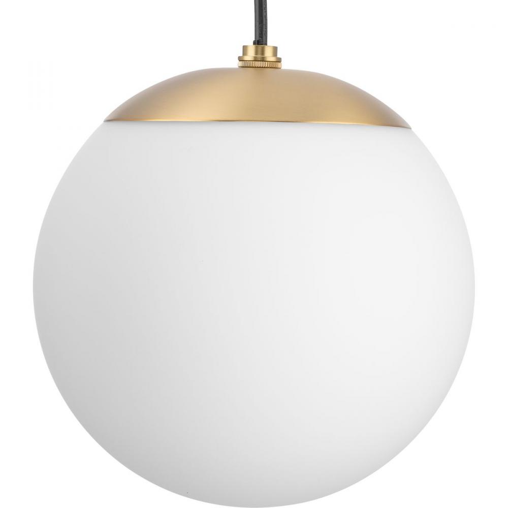 Atwell Collection Brushed Bronze and Opal Glass Globe Small Hanging Pendant Light