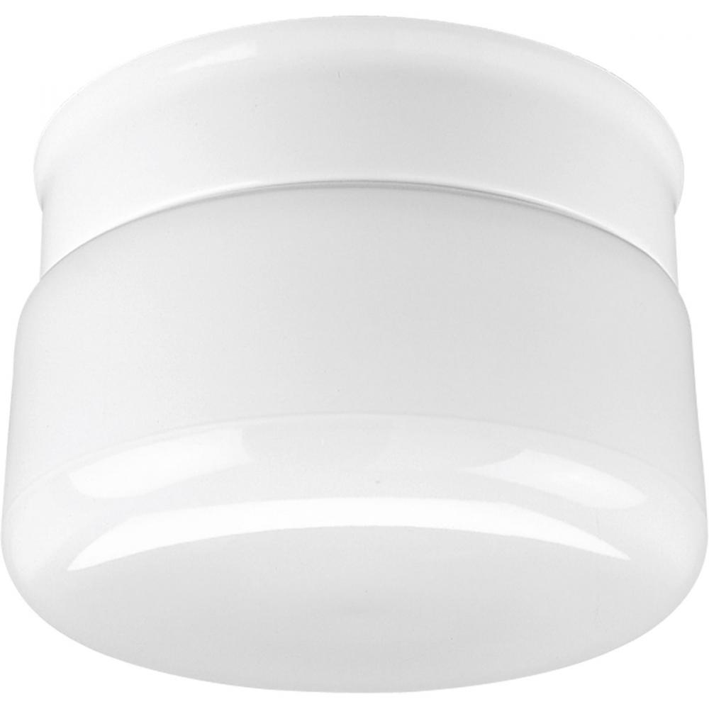 One-Light White Glass 6-3/4" Close-to-Ceiling