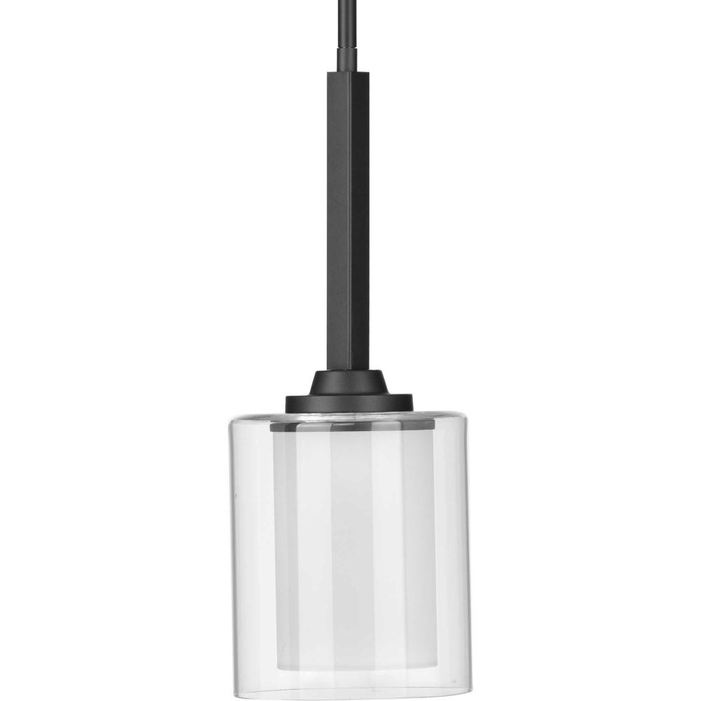 Kene Collection One-Light Graphite Clear Glass Craftsman Pendant Light