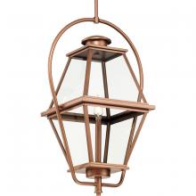 Progress P550138-169 - Bradshaw Collection One-Light Antique Copper Clear Glass Transitional Outdoor Hanging Lantern