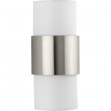 Progress P710119-009 - Silva Collection Two-Light Brushed Nickel White Linen Shade Wall Sconce