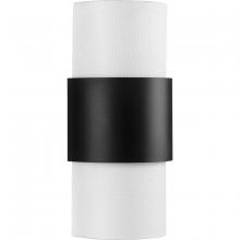 Progress P710119-31M - Silva Collection Two-Light Matte Black White Linen Shade Wall Sconce