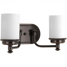 Progress P300013-139 - Glide Collection Two-Light Rubbed Bronze Etched Opal Glass Coastal Bath Vanity Light