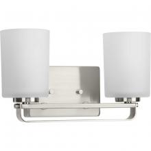 Progress P300342-009 - League Collection Two-Light Brushed Nickel and Etched Glass Modern Farmhouse Bath Vanity Light