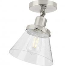 Progress P350198-009 - Hinton Collection One-Light Brushed Nickel and Seeded Glass Vintage Style Ceiling Light