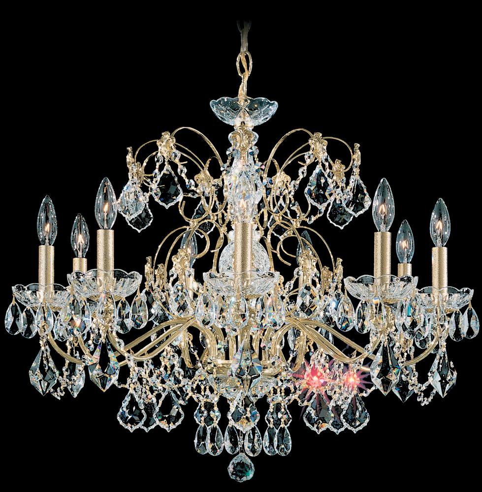 Century 9 Light 120V Chandelier in Etruscan Gold with Clear Heritage Handcut Crystal