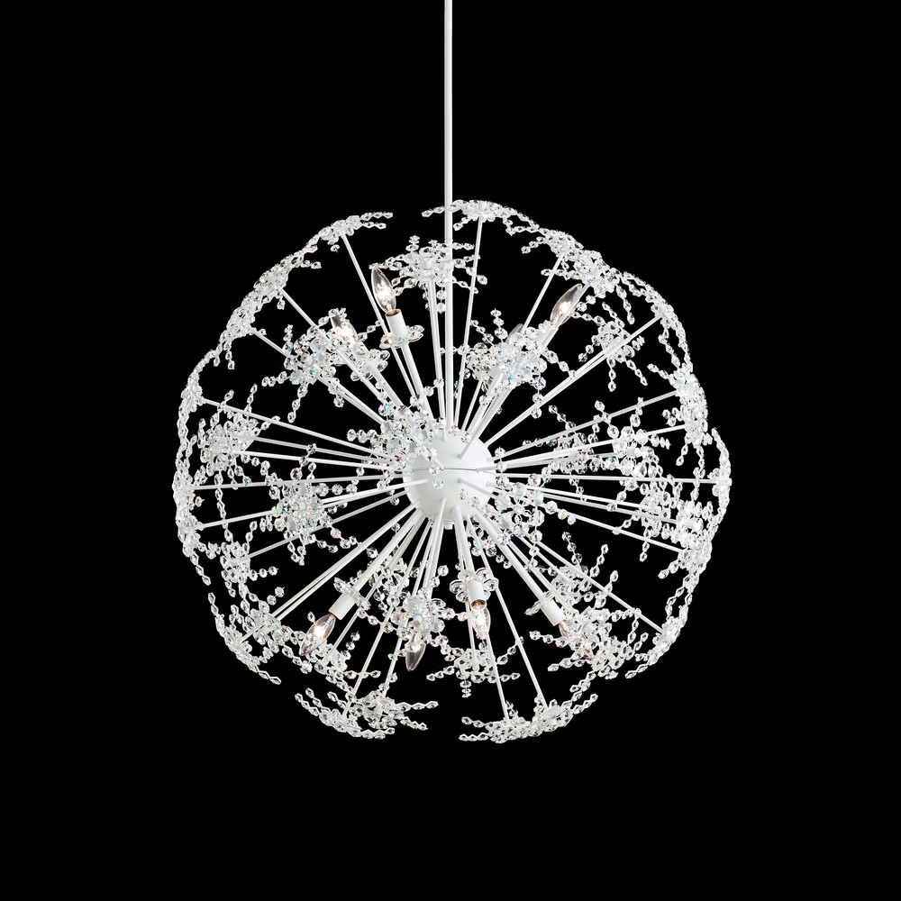 Esteracae 8 Light 120V Pendant in White Luster with Clear Radiance Crystal