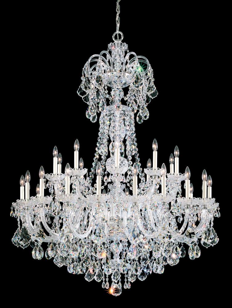 Olde World 35 Light 120V Chandelier in Polished Silver with Clear Heritage Handcut Crystal