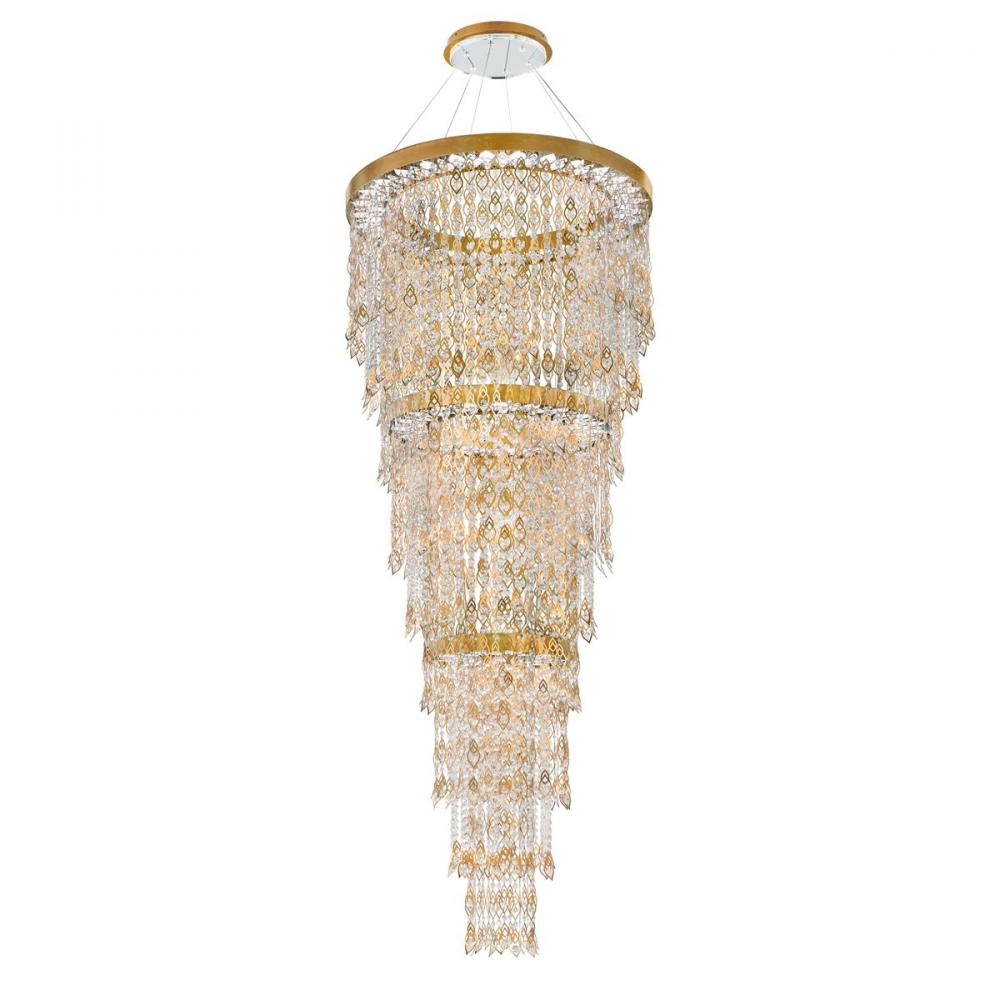 Pavona 86in 120-277V Foyer Pendant in Antique Silver with Clear Radiance Crystal