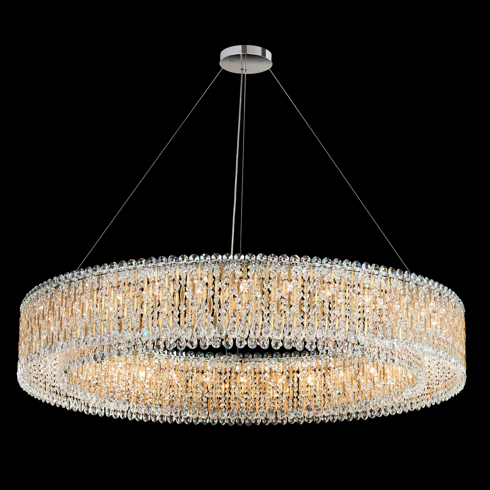 Sarella 32 Light 120V Pendant in Polished Stainless Steel with Clear Heritage Handcut Crystal