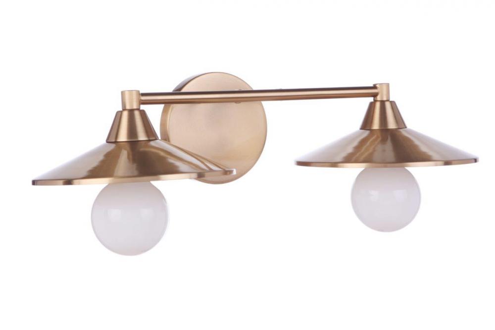 Isaac 2 Light Vanity in Satin Brass