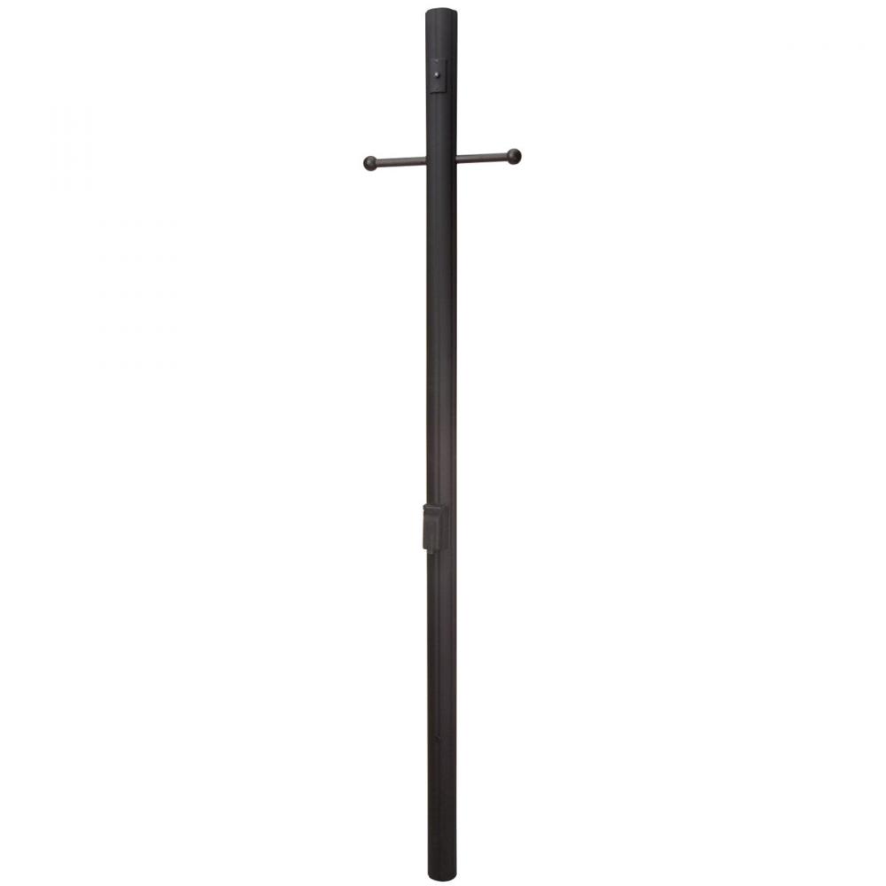 84" Fluted Direct Burial Post w/ Photocell & Convenience Outlet in Textured Black