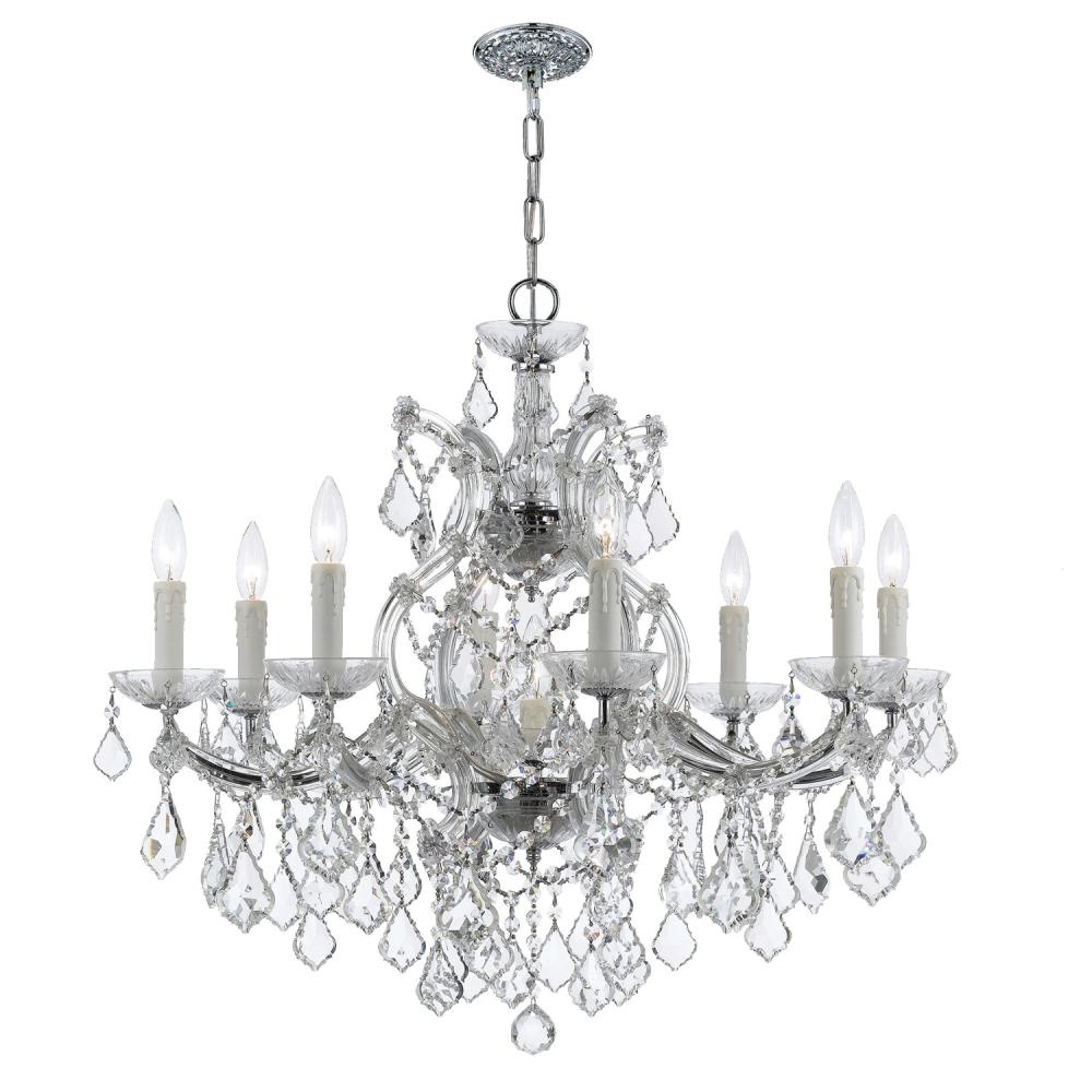 Maria Theresa 9 Light Hand Cut Crystal Polished Chrome Chandelier