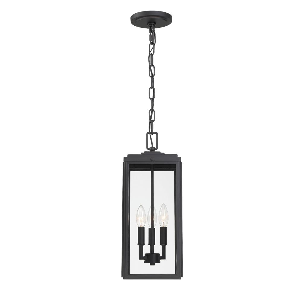 Byron 3 Light Matte Black Outdoor Pendant